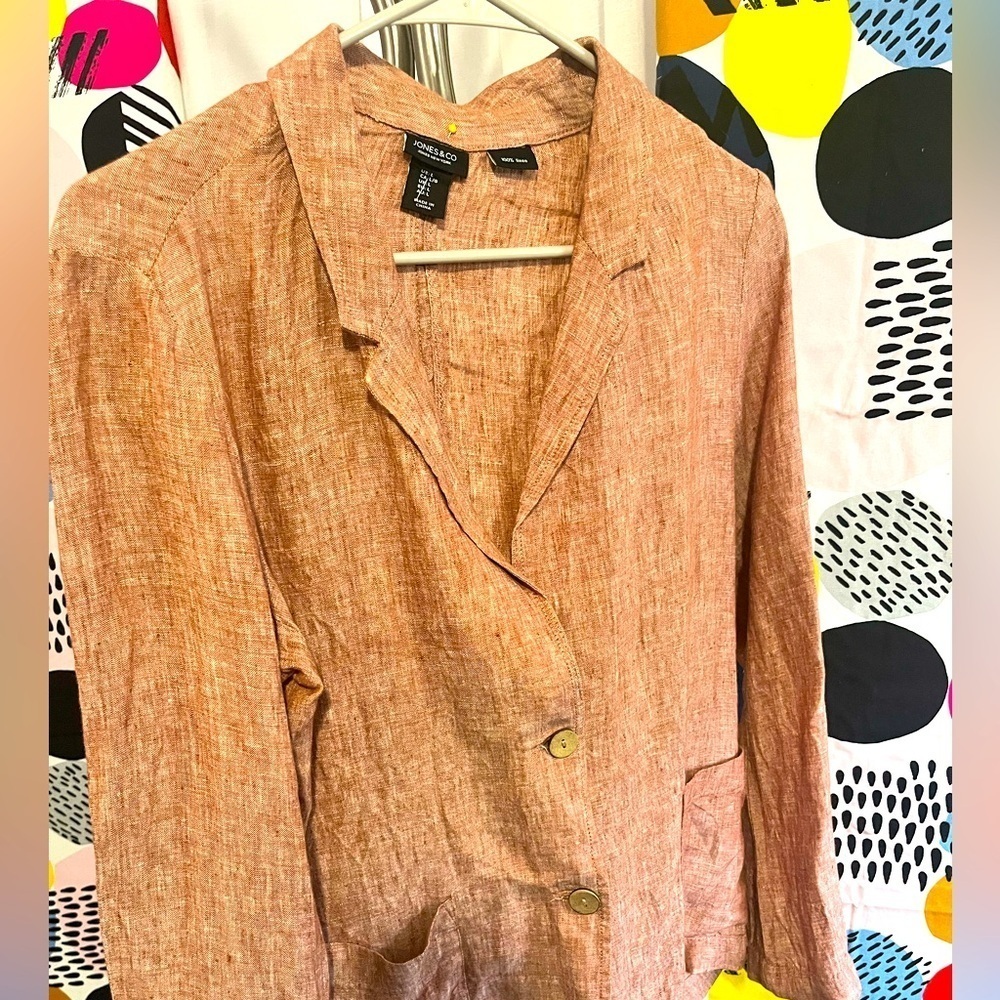Jones New York Tan / Orange Linen Blazer Size large